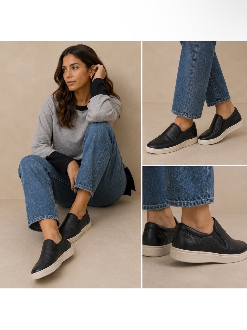 VIONIC KEARNY PLATFORM SLIP ON SNEAKERS IN BLACK 8.5 W WIDE
